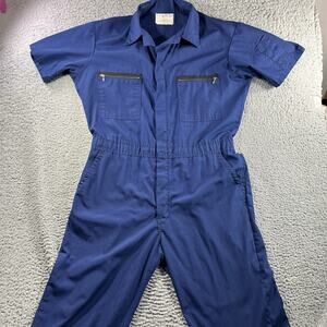 Vtg Unitog Coveralls Mens 42 Reg Short Sleeve Navy Blue Union Made USA Mechanic